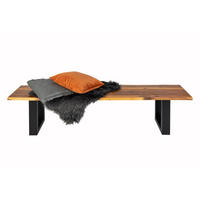 SITZBANK ESRA - Cognac/Schwarz, Holz/Metall (200/45/40cm) - SAM