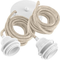 PENDELLEUCHTE Hang 2 Flammig Retro Beige Weiß - Naturfarben/Weiß, Naturmaterialien (250/1/250cm) - HOOPZI