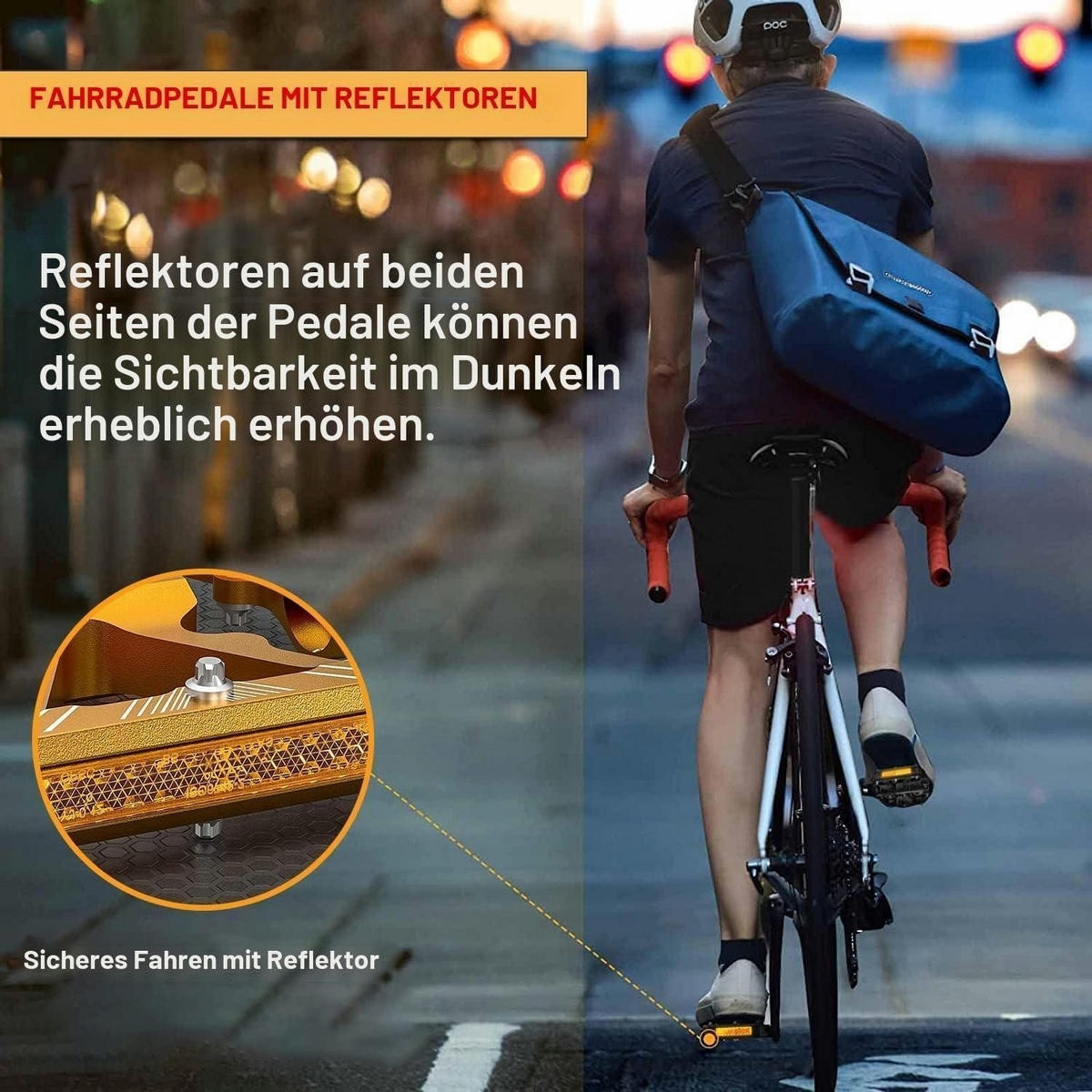 FAHRRADPEDALE Aluminium mit Reflektoren Gold - Goldfarben, Metall (9.8/1.5/10.1cm)