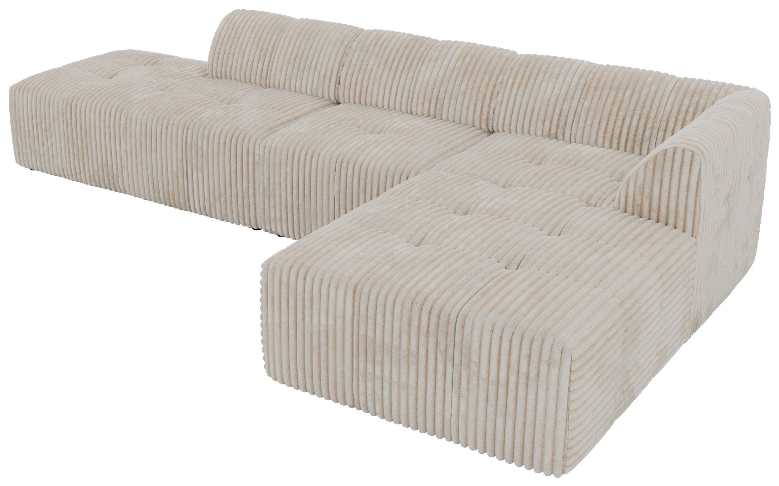 ECKSOFA GRIDA 3M L Beige Cord - Rechts - Beige/Creme, Kunststoff/Textil (176/335cm) - MKS
