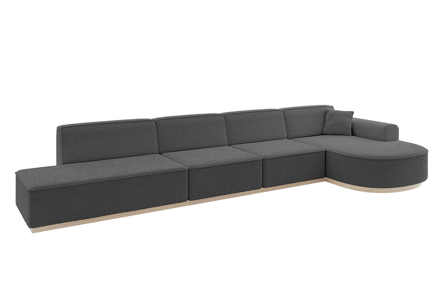 ECKSOFA Ottomane Rechts ARRIO-L3 - 413x171x83 cm Grau - Grau, Holzwerkstoff/Textil (413/171cm) - ALTDECOR