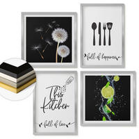 WANDBILDER 4er Set - 50x50 cm & 40x60 cm Silberner Rahmen - Löwenzahn-Kalk-Kücheninschriften - Silberfarben, Kunststoff (50/50cm) - ArtPrintCave