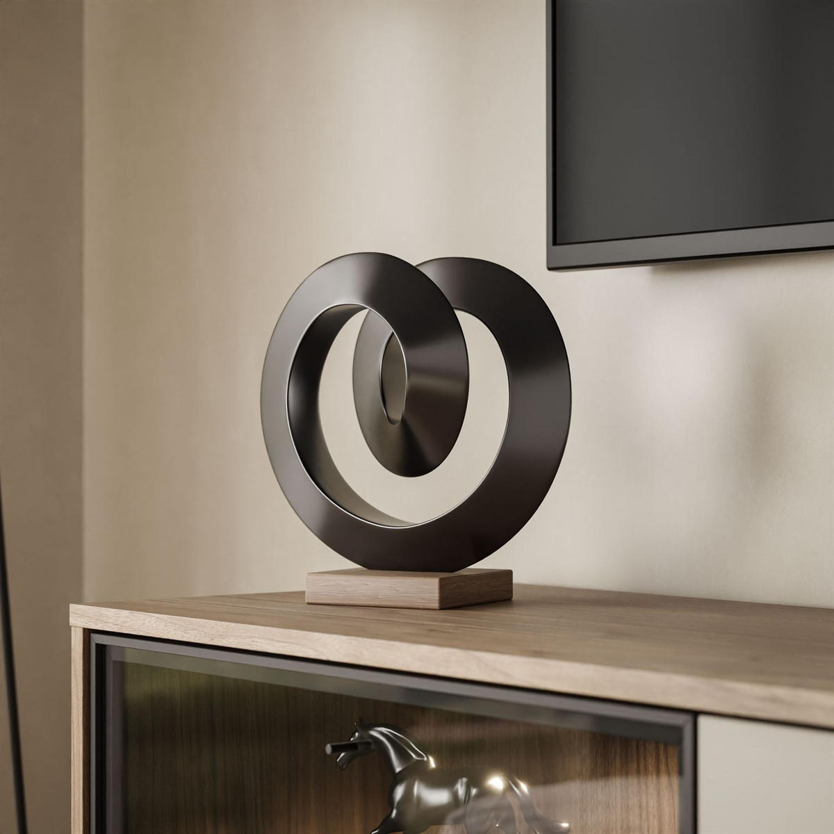 TV-SCHRANK ISA, mit LED-Beleuchtung auf hohen Beinen - Eichefarben, Holzwerkstoff (185/58/40cm) - Lookway