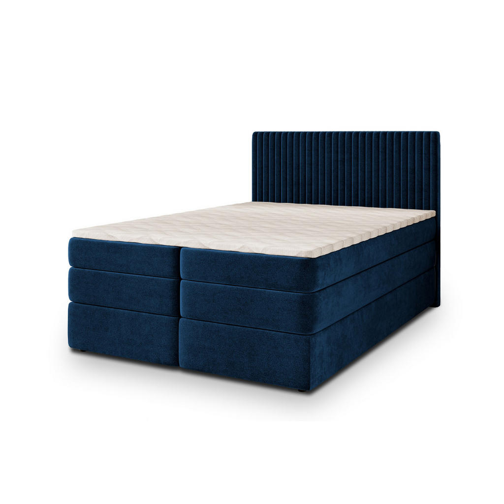 MASSENO POSTEL BOXSPRING FELBIO 180x200 cm, s matrací a úložným prostorem, modrá