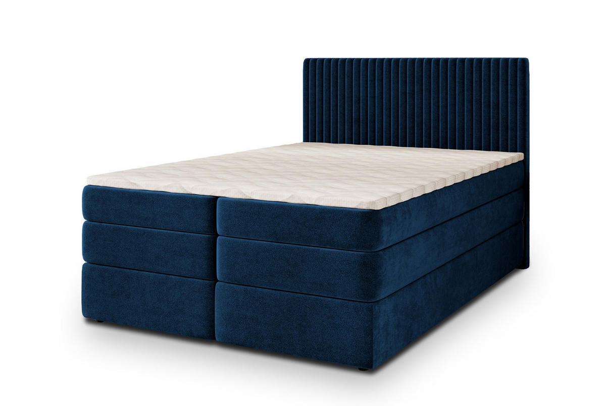 POSTEL BOXSPRING FELBIO 160x200 cm, s matrací a úložným prostorem, modrá - modrá, kompozitní dřevo/textil (160/200cm) - MASSENO