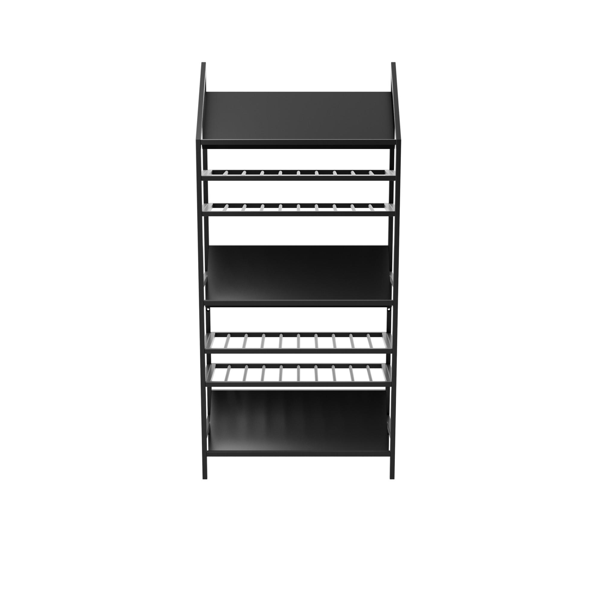 WEINREGAL für 70 Flaschen aus Metall, schwarz Alsace - Schwarz, Metall (80/170/30cm) - Metalo Pro