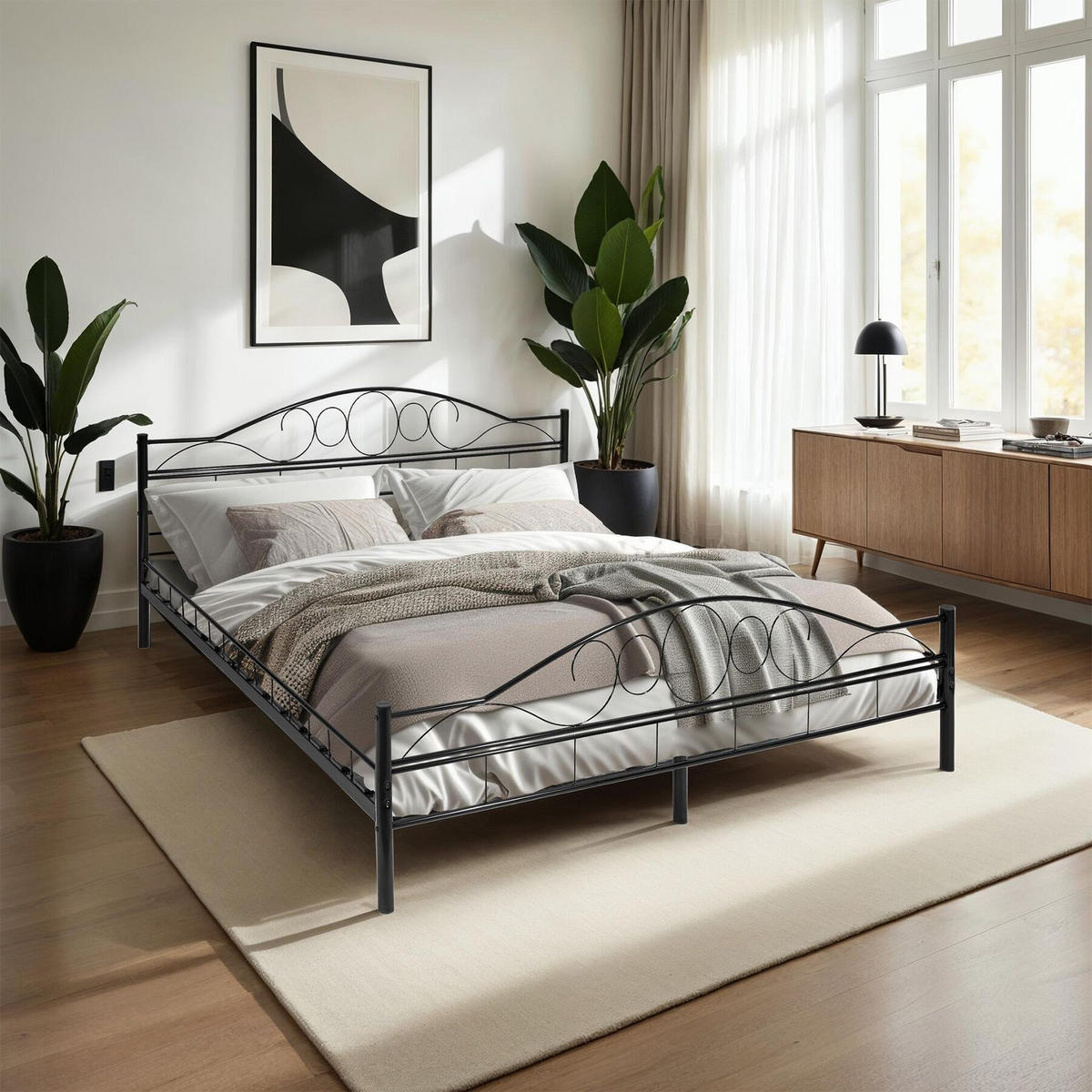 METALLBETT Sonno,180 x 200 cm,schwarz/schwarz - Schwarz, Metall - tectake