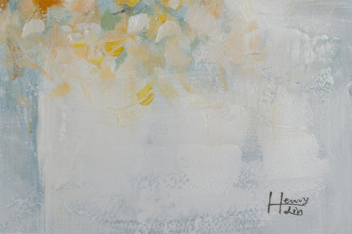 ACRYLBILD HANDGEMALT 90/60 cm - Blau/Gelb, Holz/Textil (1.3/60cm) - KUNSTLOFT