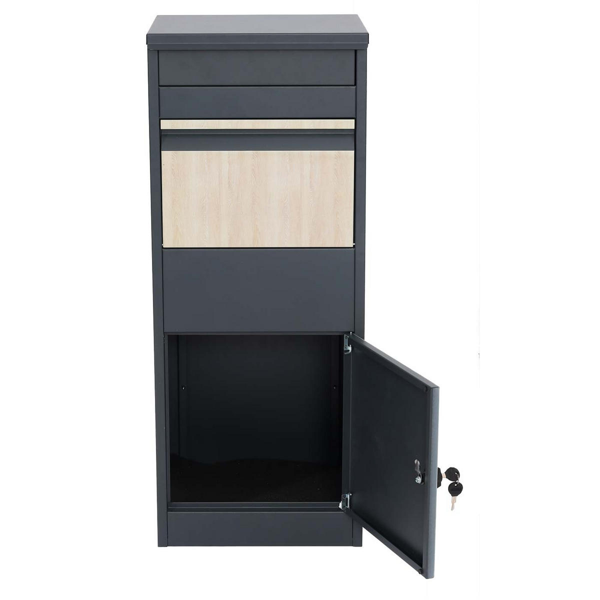 PAKETKASTEN GRÖßE L rechteckig Anthrazit, Braun - Anthrazit/Braun, Metall (41/102/38cm) - MCW