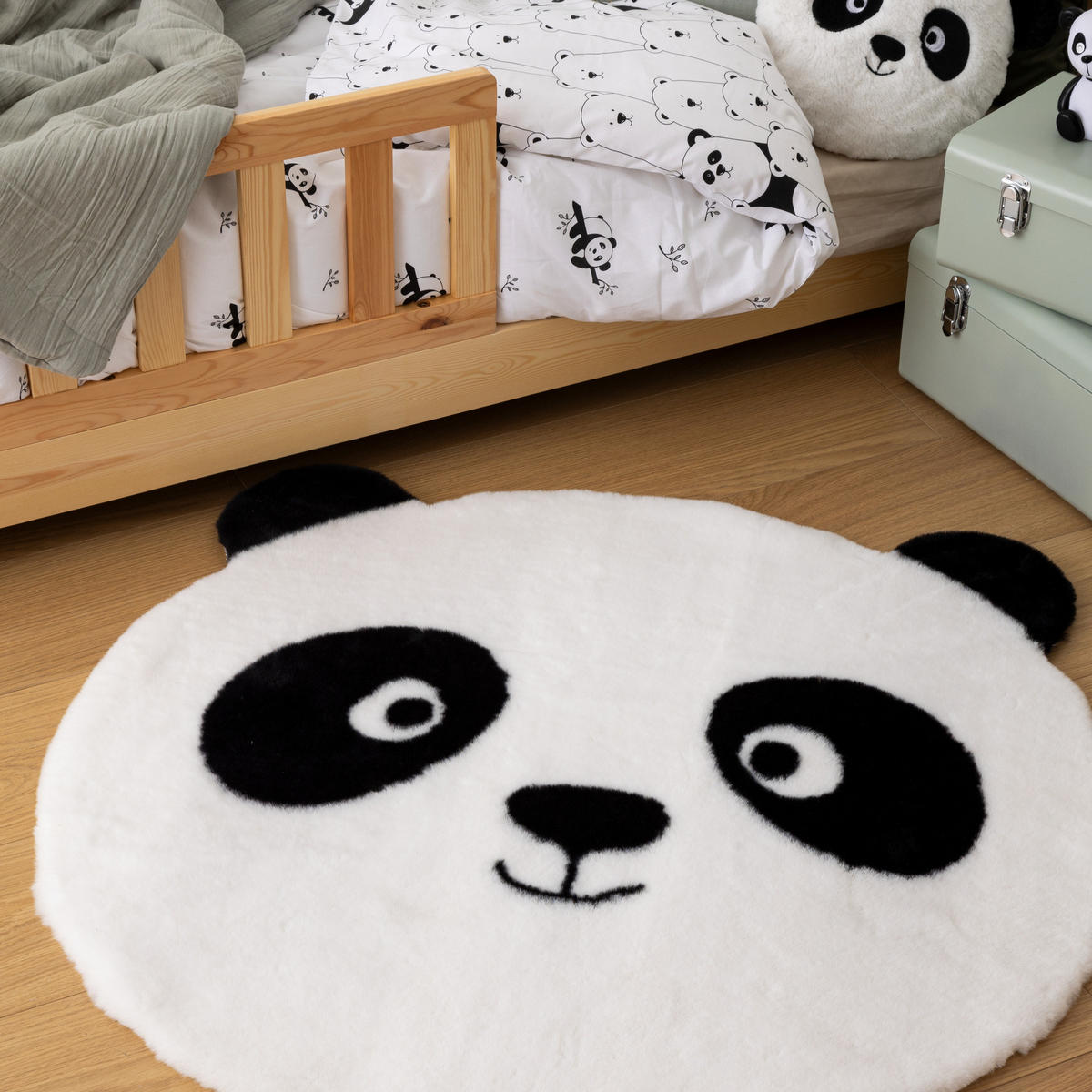 TEPPICH mit Ohren Smile 100/100/1,5 cm - Weiß, Textil (100/100cm) - Atmosphera for kids