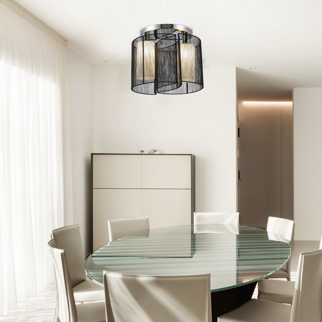 Thumbnail - Homcom Deckenlampe,, Schwarz, Metall, 33x47.5x47.5 cm, Lampen & Leuchten, Innenbeleuchtung, Deckenleuchten