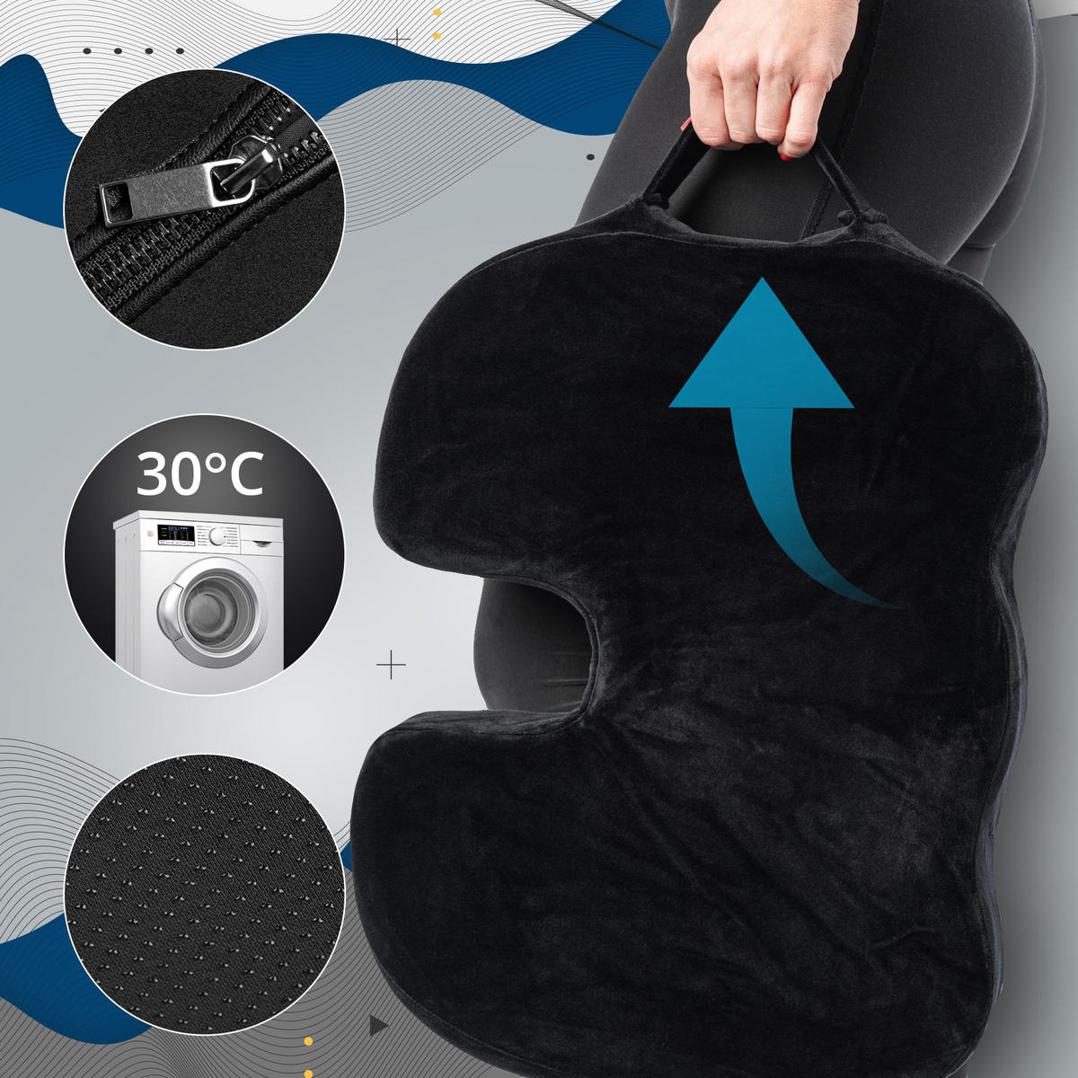 SITZWÜRFEL Stoff Schwarz - Schwarz, Textil (46/7/36cm) - CLP