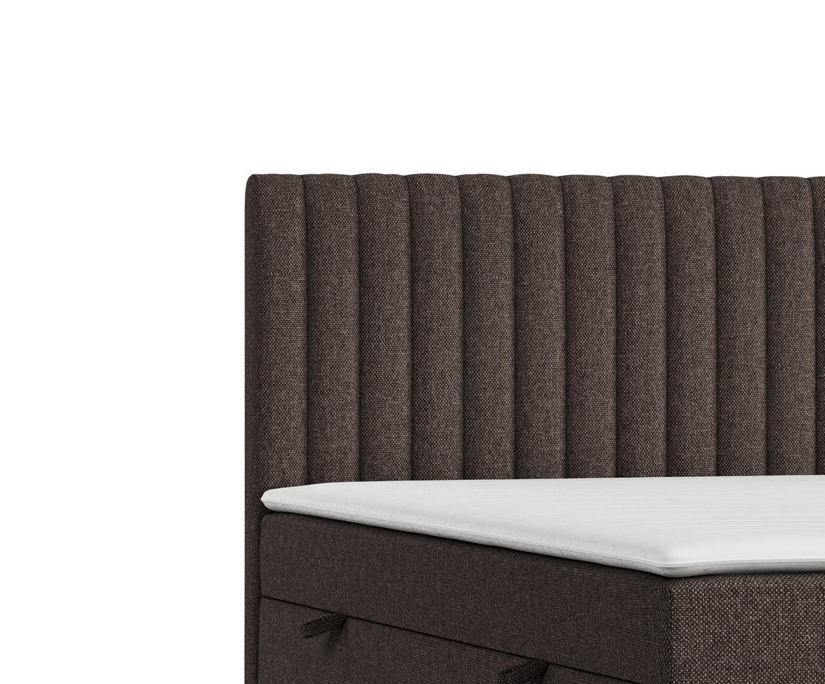 BOXBETT Spencer Braun 180/200 cm mit Matratze und Topper - Schwarz/Braun, Holz/Holzwerkstoff (180/200cm) - Maison de Reve