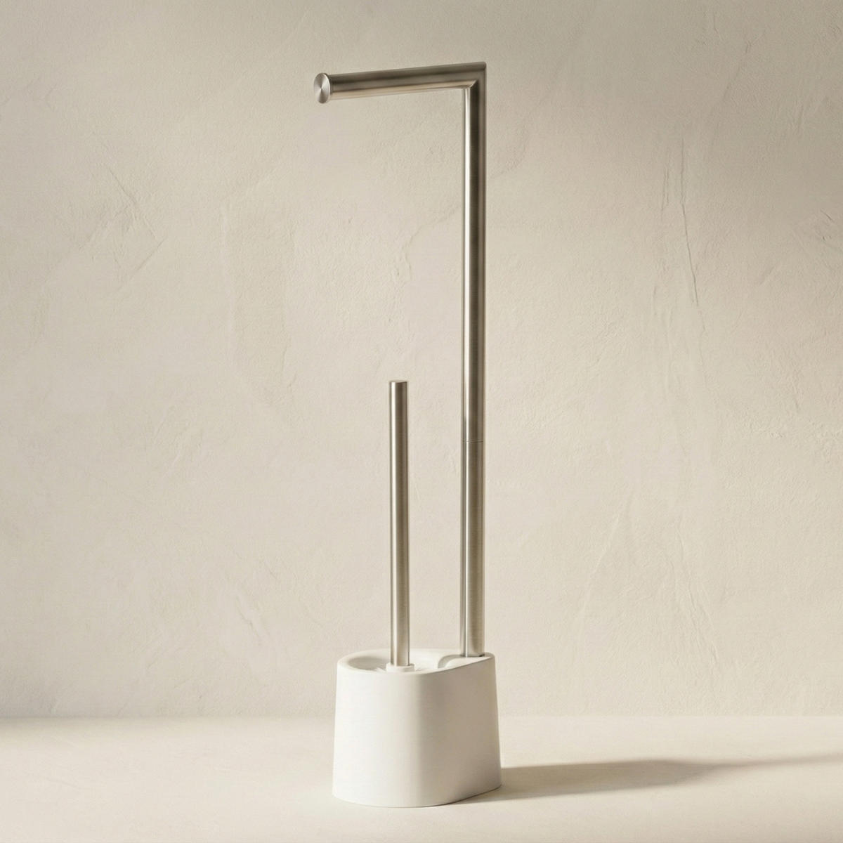 PAPIERSTÄNDER STILK mit Bürstenbehälter - Silberfarben, Metall (16/63/13cm)