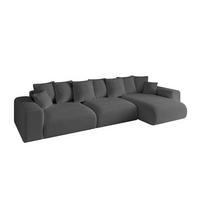 ECKSOFA Ottomane rechts ESKAR-L 364x176x84 Platinfarben Bouclé - Platinfarben/Schwarz, Holzwerkstoff/Kunststoff (176/364cm) - ALTDECOR