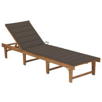 KLAPPBARE Sonnenliege mit Auflage Akazie Massivholz - Taupe, Holz (61/86/200cm) - furnicato