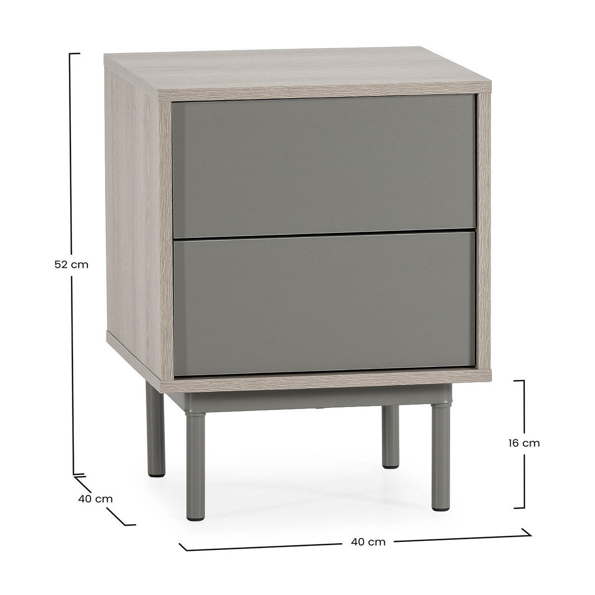 NACHTTISCH Cuzco 2 schubladen Eichenfarbe/grün - Grün, Holzwerkstoff (40/52/40cm) - VS Venta-stock