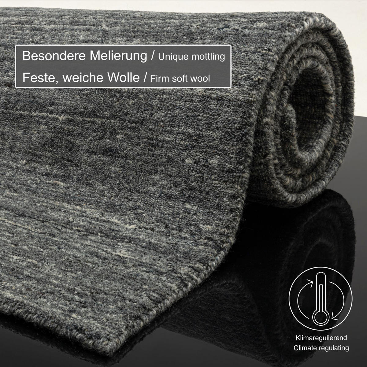 HANDWEBTEPPICH Pure 250x350 cm - Anthrazit, Textil (250/350cm) - THEKO