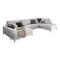 WOHNLANDSCHAFT CARA Hellgrau Cord - Hellgrau/Schwarz, Textil (341/84/223cm) - KAWOLA