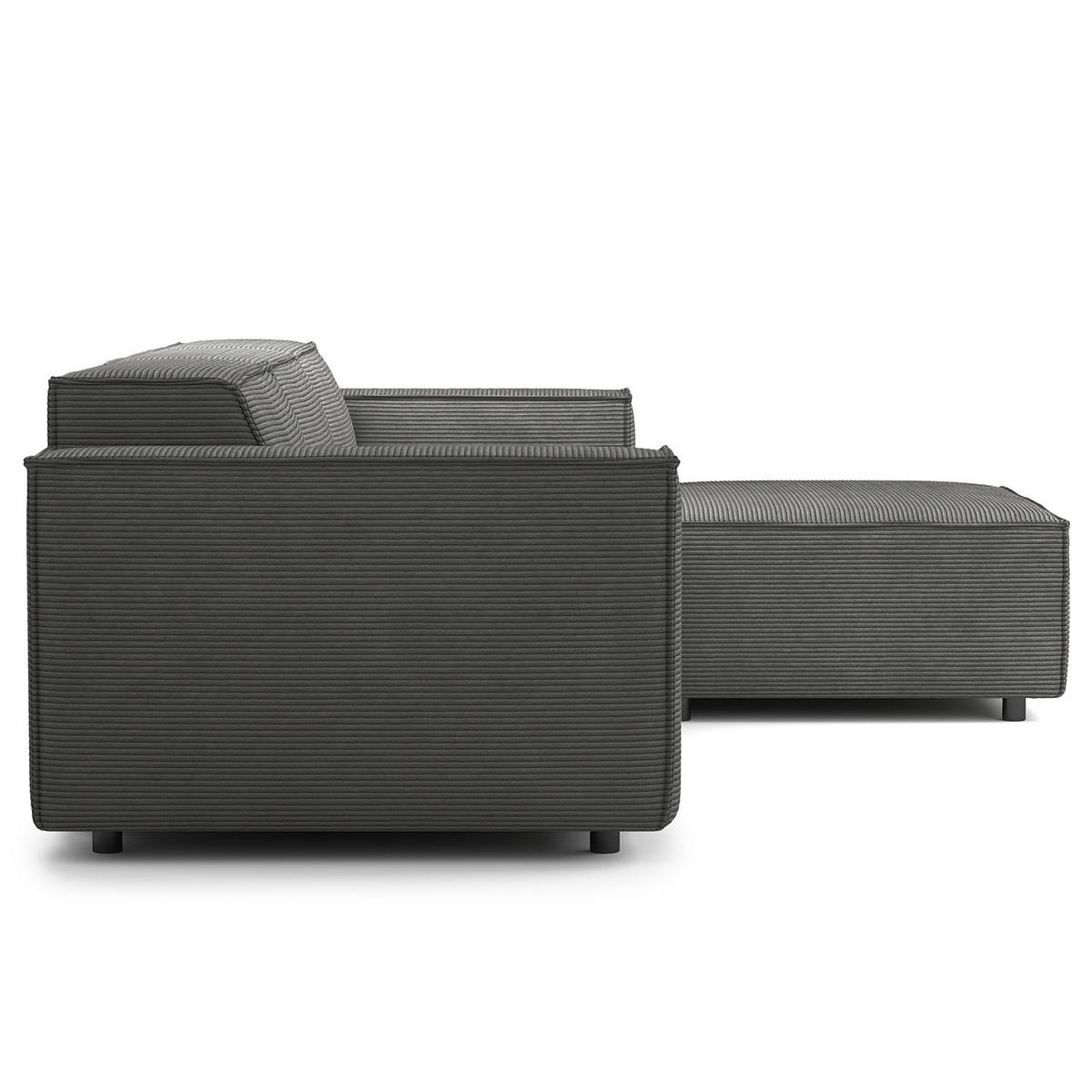 ECKSOFA mit Longchair - Anthrazit/Schwarz, Kunststoff/Textil (260/177cm) - home24