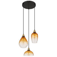 HÄNGELEUCHTE Metall Schwarz Amber 3-Flammig - Schwarz, Glas (46/46/150cm) - Globo Lighting