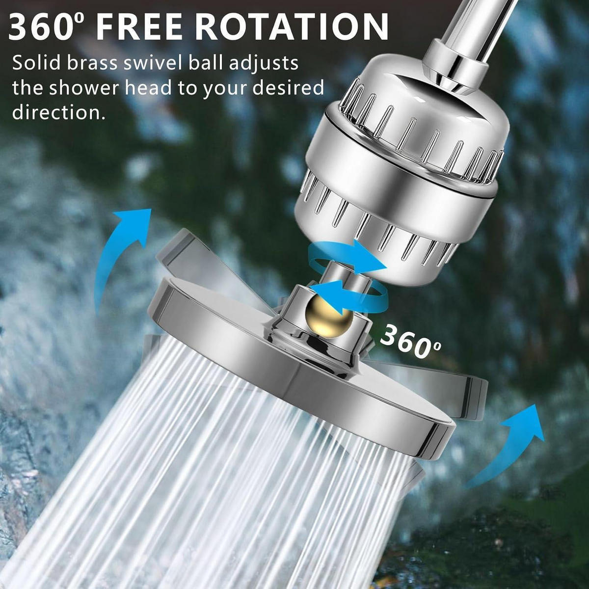 DUSCHKOPF-SET mit 23-stufigem Filter 15 cm Chrom - Silberfarben, Metall (15/15/15cm)