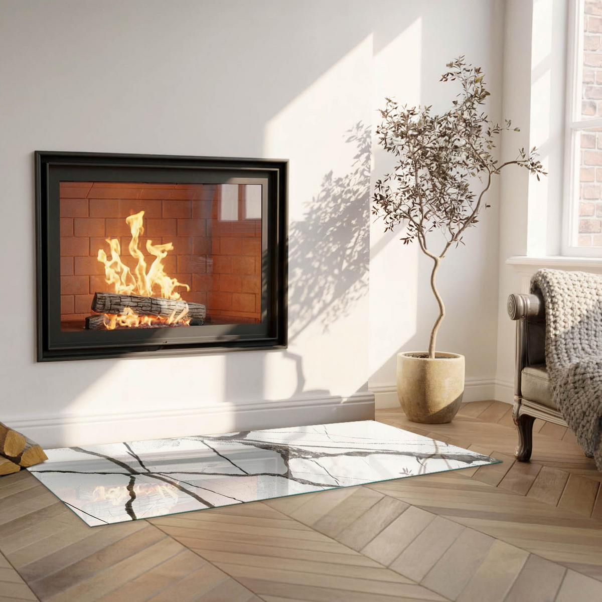 GLASPLATTE für Kamin 125x50 cm - Weiß, Glas (125/50/0.4cm) - TULUP