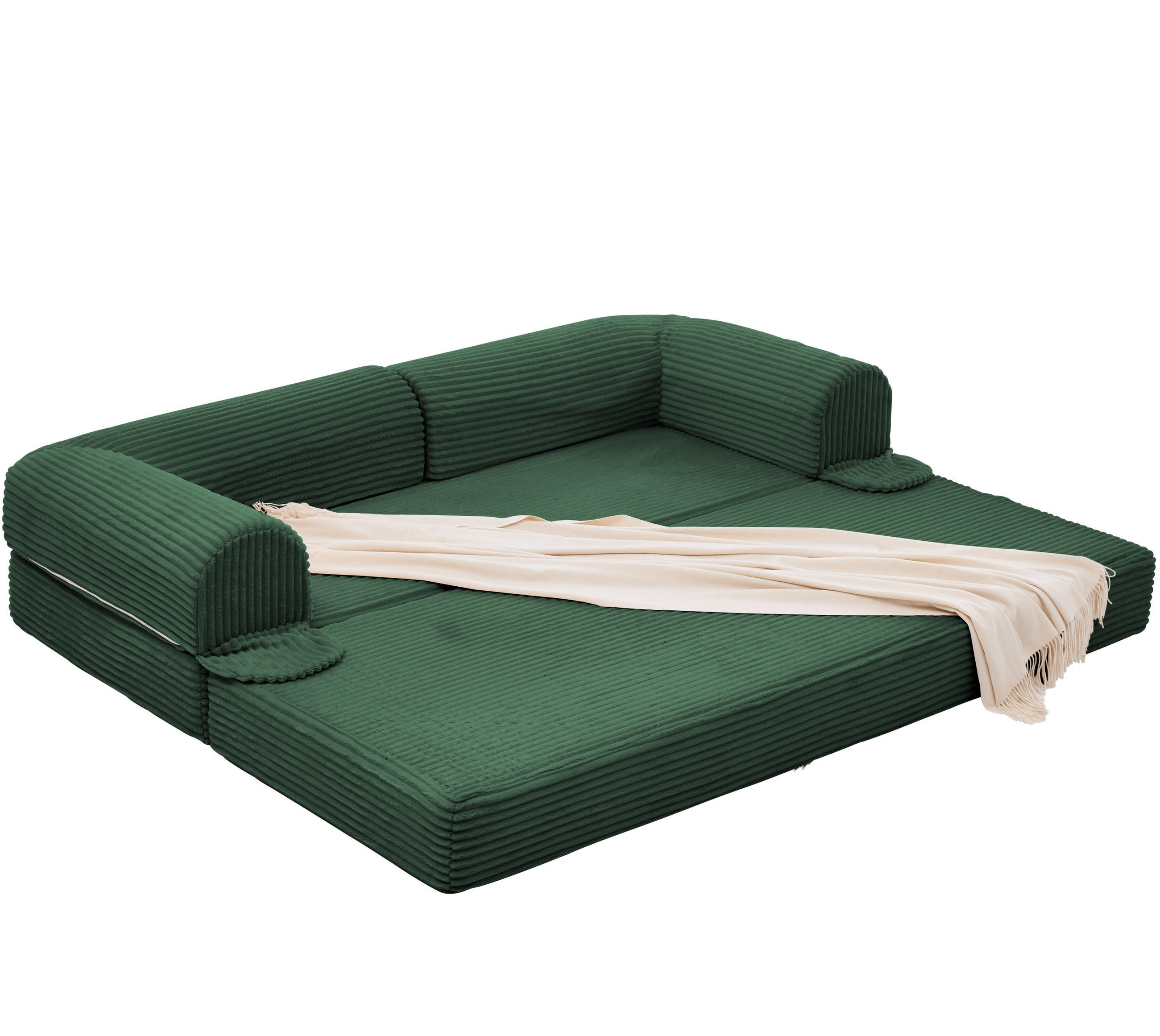 SCHLAFSOFA Cordstoff, 2-in-1 Klappsofa, 2-Sitzer, Sofabett 190×156 cm, Grün - Grün, Textil (190/65/78cm) - LVHOM