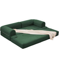 SCHLAFSOFA Cordstoff, 2-in-1 Klappsofa, 2-Sitzer, Sofabett 190×156 cm, Grün - Grün, Textil (190/65/78cm) - LVHOM