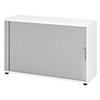 ROLLLADENSCHRANK - 2 Ordnerhöhen 40/120/74,8 cm in Weiß/Silberfarben Chromgriff (Metall) - Silberfarben/Weiß, Holzwerkstoff (120/74.8/40cm) - bümö