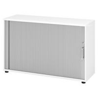 ROLLLADENSCHRANK - 2 Ordnerhöhen 40/120/74,8 cm in Weiß/Silberfarben Chromgriff (Metall) - Silberfarben/Weiß, Holzwerkstoff (120/74.8/40cm) - bümö