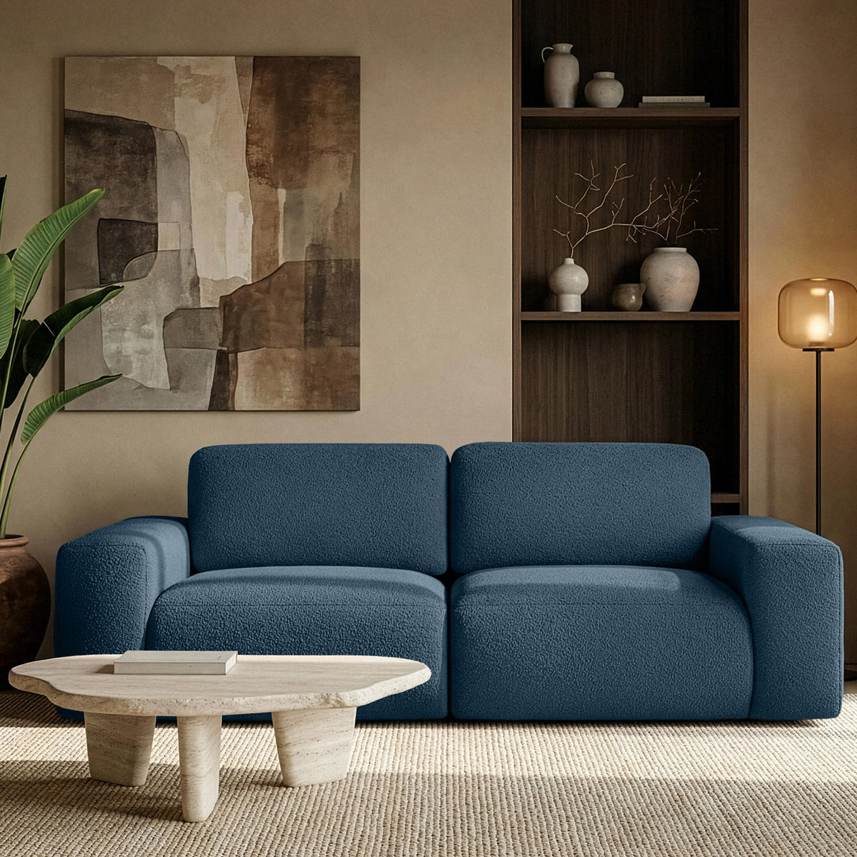 2-SITZER SOFA ZUCCO, Dunkelblau - Dunkelblau, Holz/Holzwerkstoff (212/85/100cm) - KONSIMO®