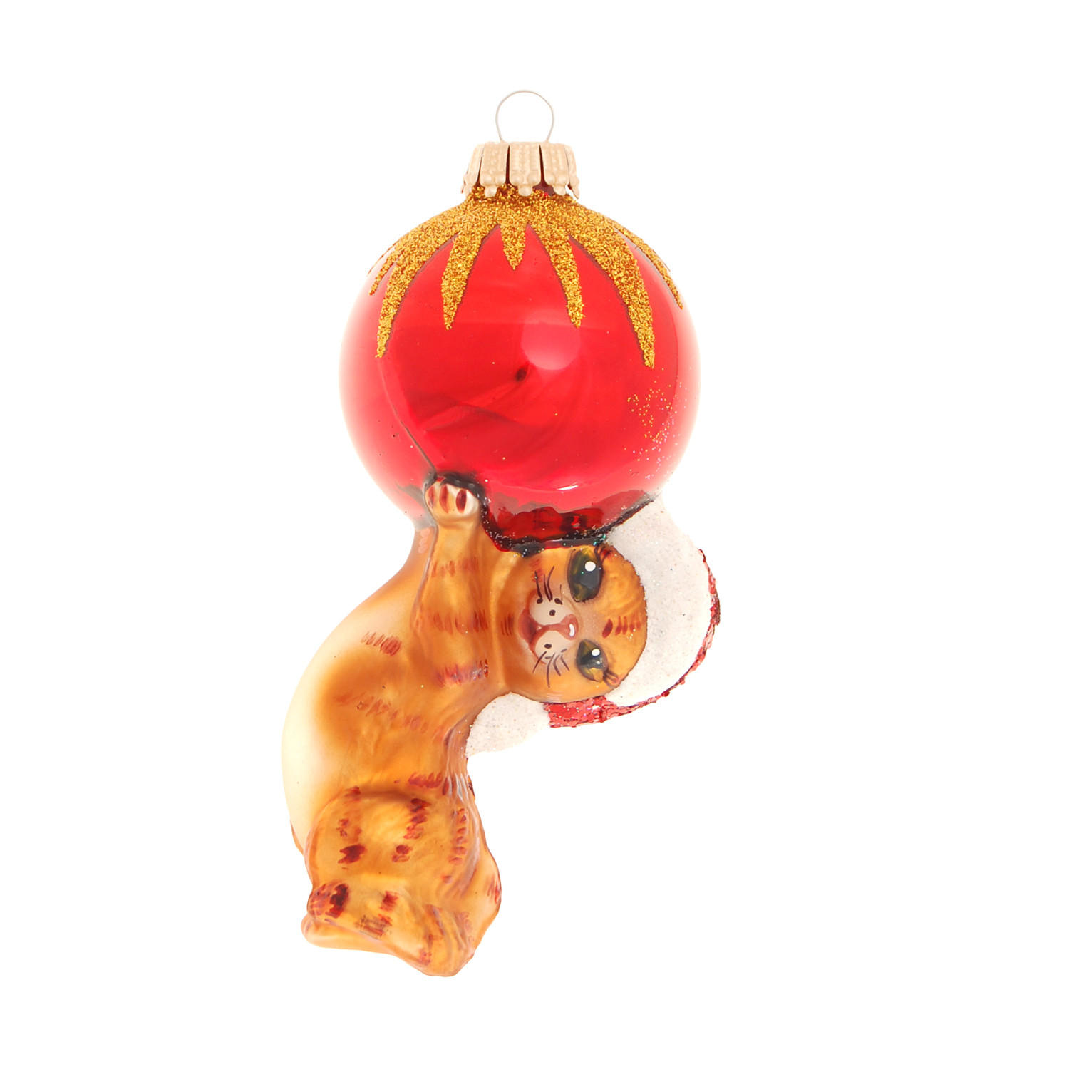 Krebs Glas Lauscha Christbaumschmuck Braun 5x12x5 cm