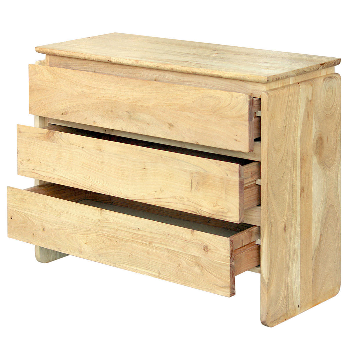 KOMMODE mit 3 Schubladen - Akazie - Akaziefarben, Holz (100/80/40cm) - home24
