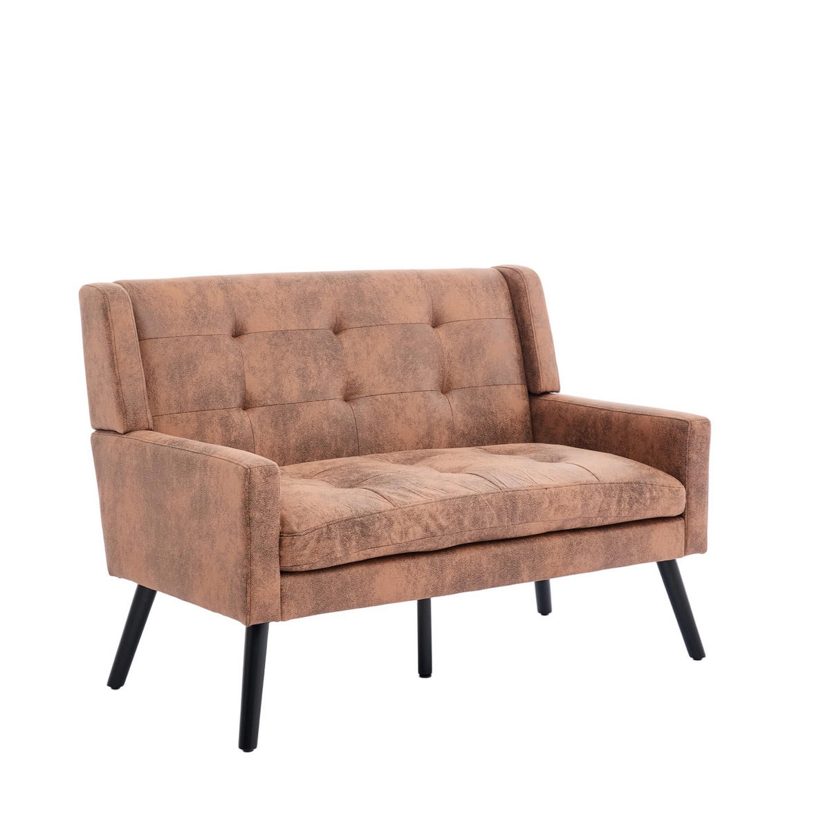 2-SITZER-SOFA Massivholz,dicke Schaumfüllung,PU-Leder,Braun - Braun, Textil (119/88/75cm) - LVHOM