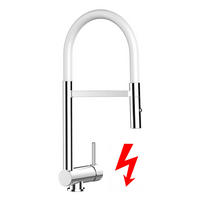 NIEDERDRUCK-VORFENSTER-KÜCHENARMATUR, Umklappbar 6 CM, Verchromt und Weiß, 2-Strahl-Brause - Weiß, Metall (21.3/48.2/21.3cm) - VIZIO