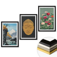 WANDBILDER 3er-Set - 40x60 cm Schwarzer Rahmen - Japanische Natur, Japandi-Kultur - Schwarz, Kunststoff (40/60cm) - ArtPrintCave