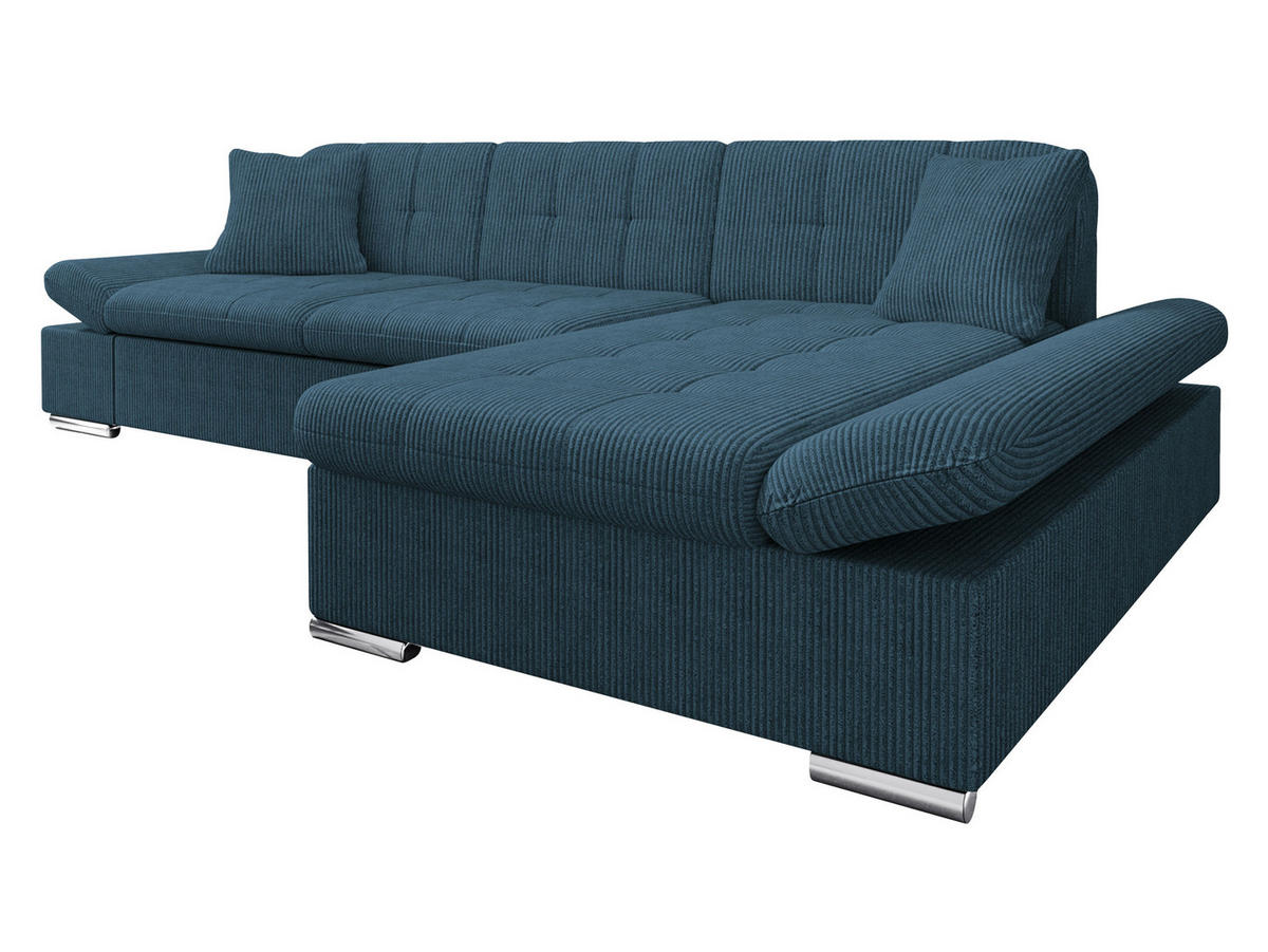 ECKSOFA Malwi Cord, Seite: Rechts - Dunkelblau, Holz/Textil (278/161cm) - MIRJAN24