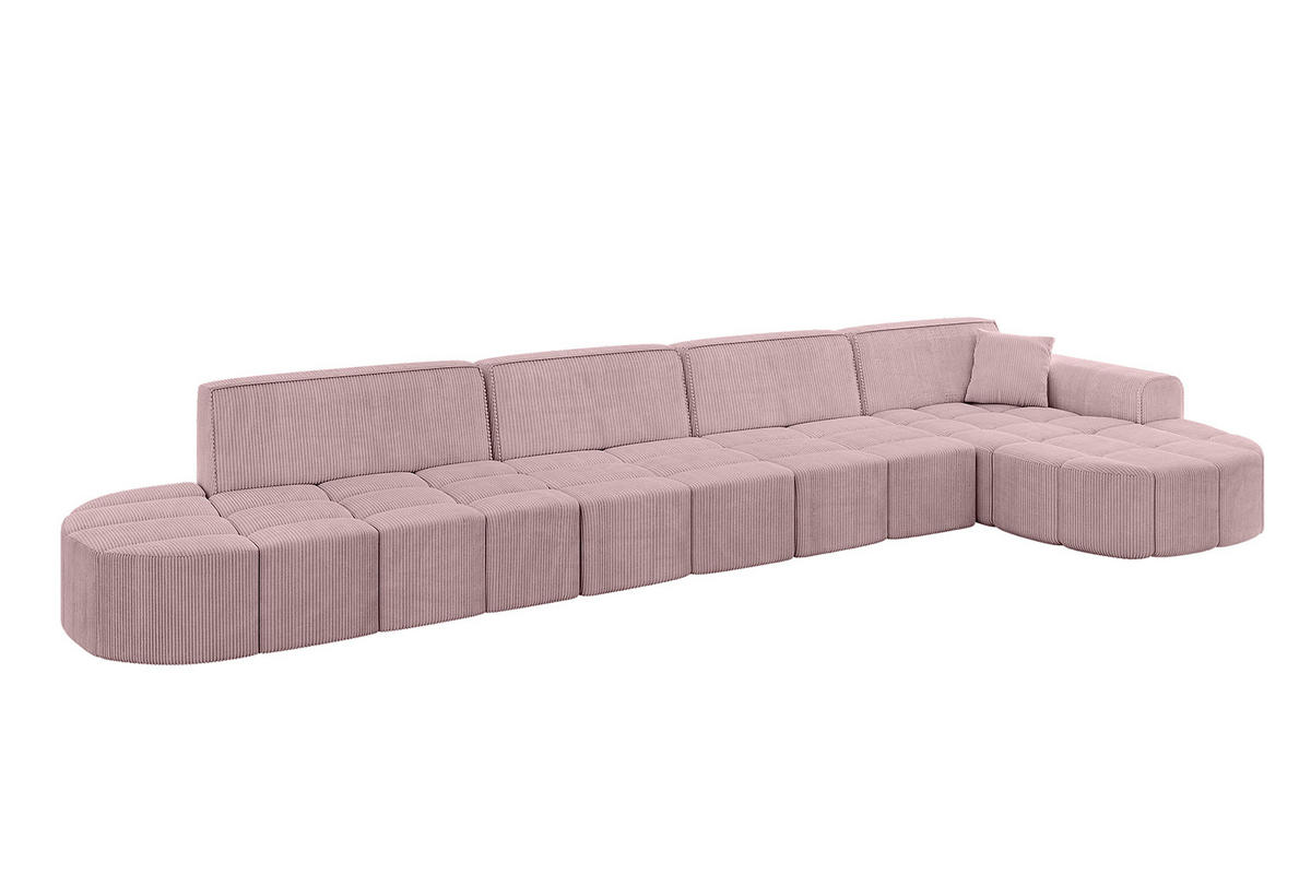ECKSOFA Ottomane Rechts LIVO-L3 - 422x173x79,5 cm Rosa - Rosa, Holzwerkstoff/Textil (422/173cm) - ALTDECOR