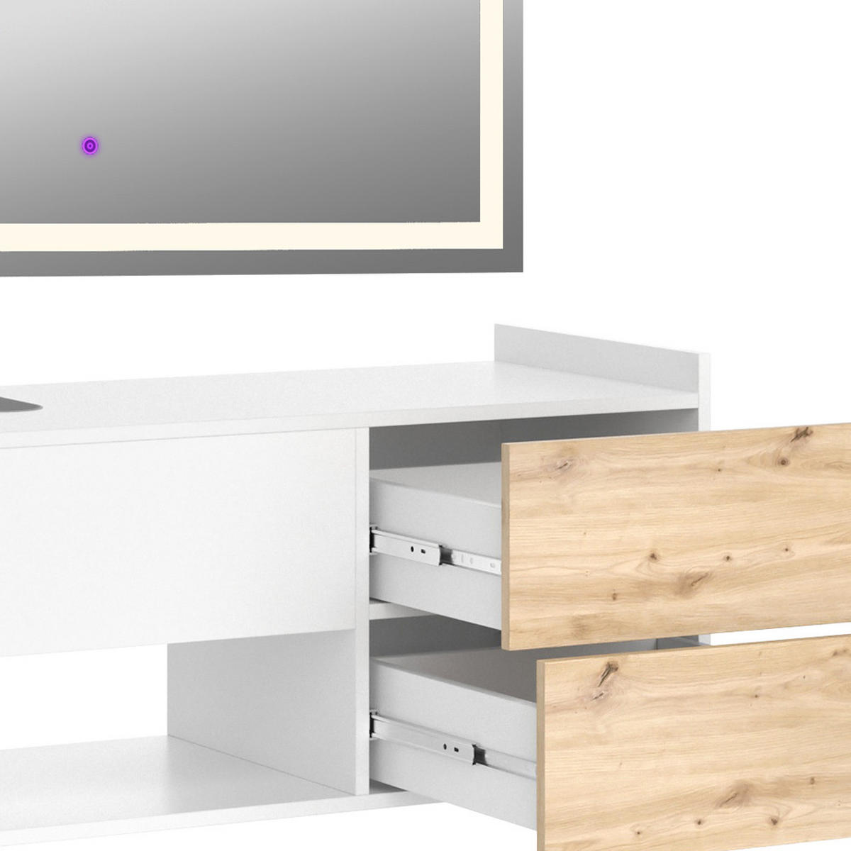 BADMÖBEL-SET Alf Weiß 2 Teile - Eichefarben/Weiß, Holzwerkstoff (105/45/43cm) - Vicco