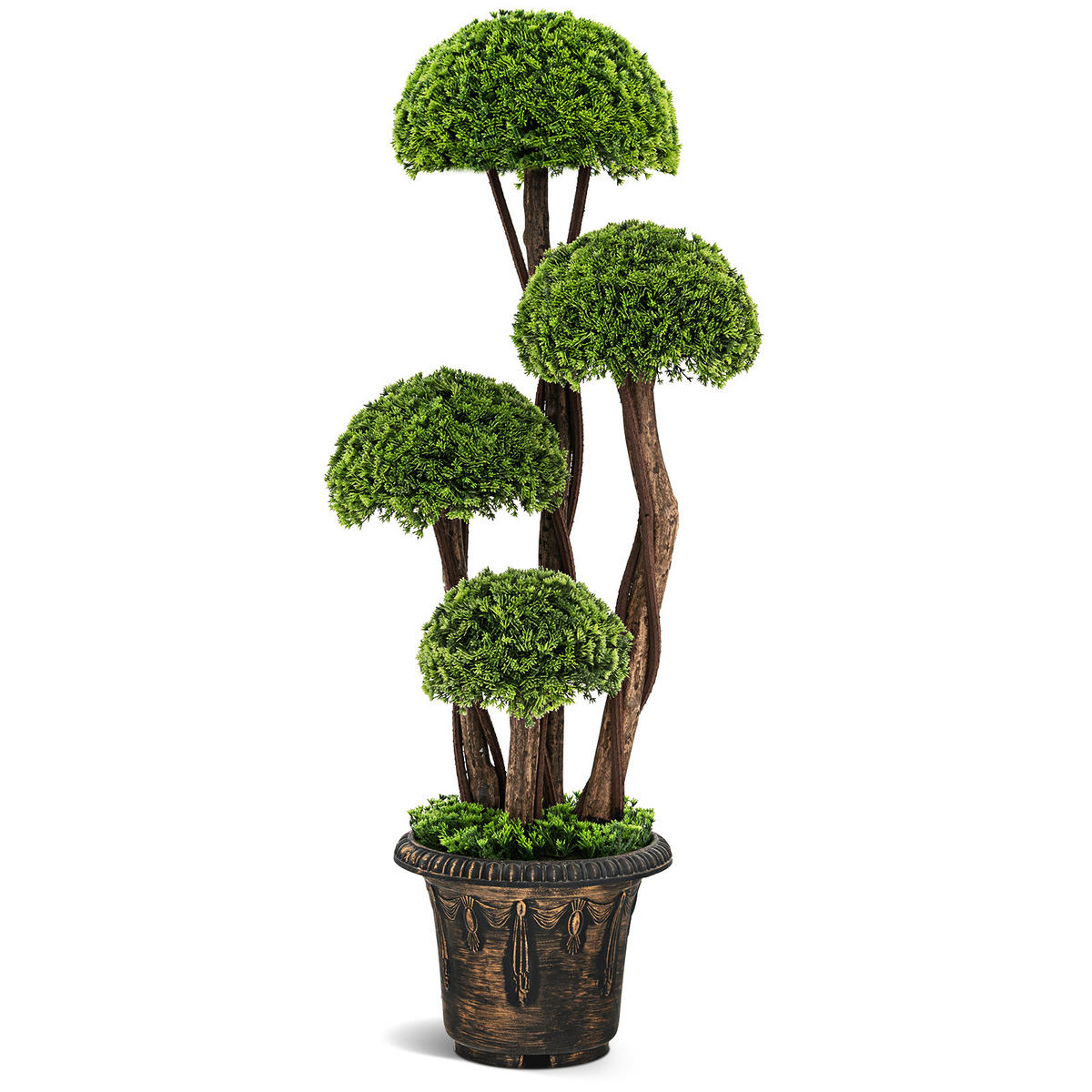 KUNSTPFLANZE mit 4 Kugeln Grün - Grün, Kunststoff (90cm) - COSTWAY