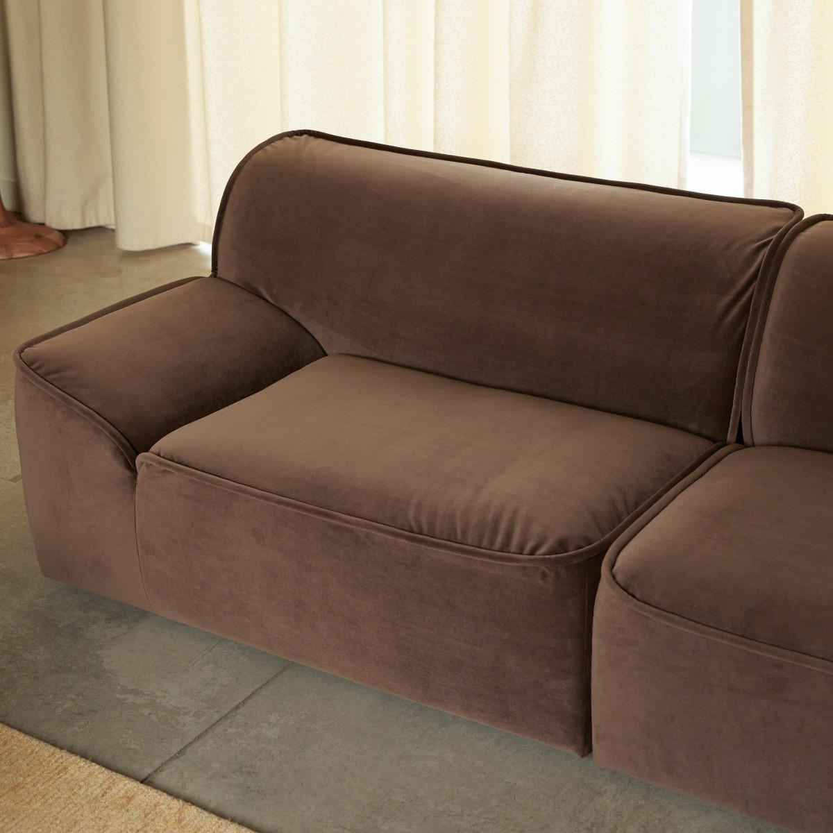 SOFA Quinto Braun aus Stoff - Braun, Textil (240/73/96cm) - Tikamoon