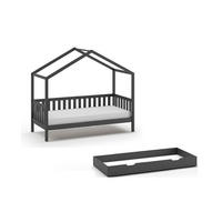 HAUSBETT Kapua 210x170x97 mit Bettschublade Massivholz in Anthrazit - Anthrazit, Holz (90/200cm) - 58aufmkessel