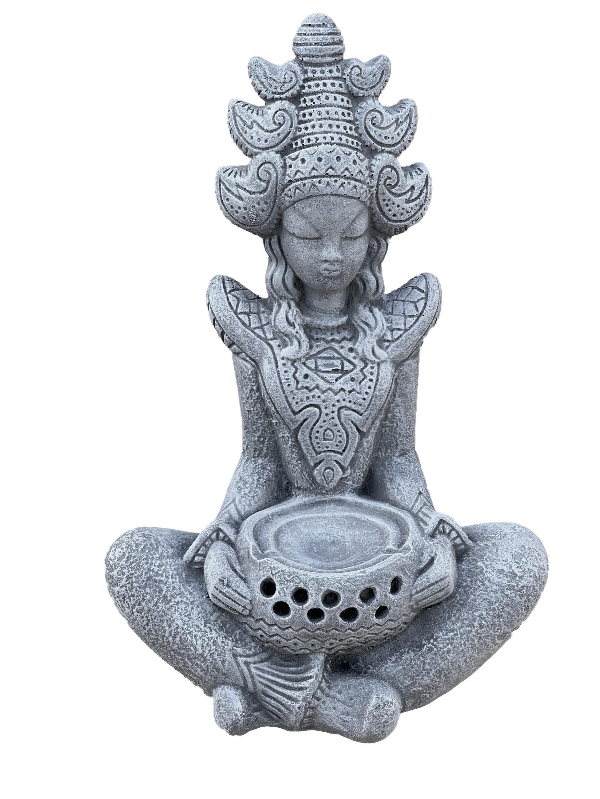STEINFIGUR indische Göttin Sarasvati Shiva frostfest Steinguss - Grau, Stein (26/41/17cm) - stoneandstyle