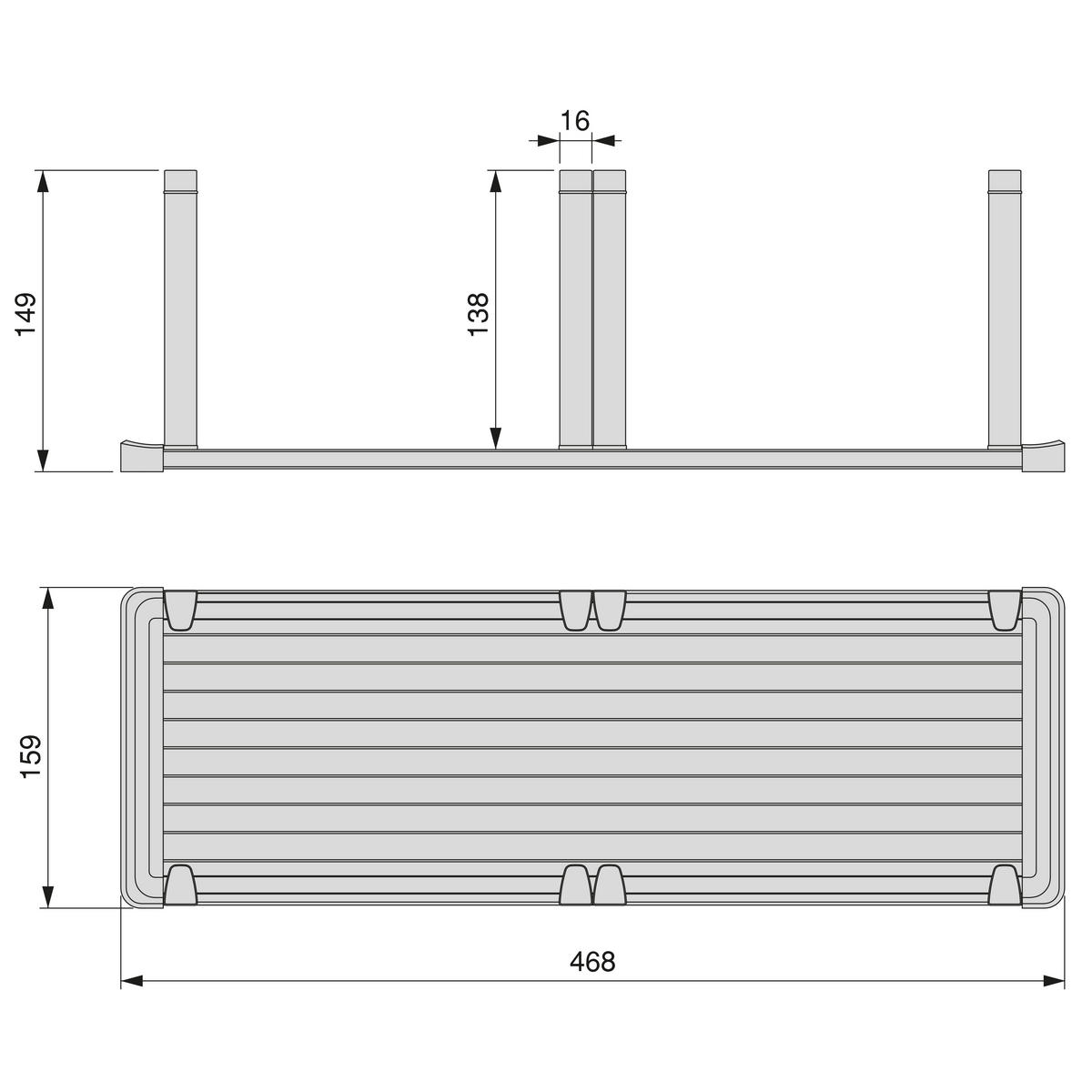 TELLERHALTER Orderbox für Schublade, vertikal, 159x468mm, Aluminium und Kunststoff, Anthrazitgrau - Anthrazit, Metall (15.9/15/46.8cm) - EMUCA