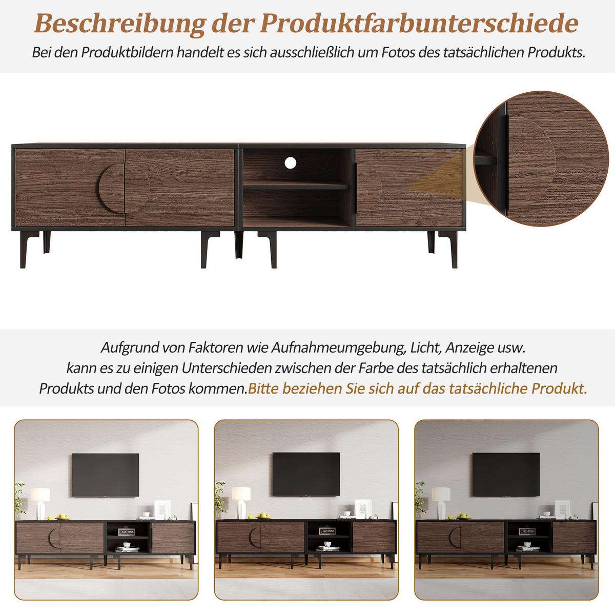 LOWBOARD Modellname Dunkelwalnussfarben 180/35/49 cm - Wildeiche, Holz (180/49/35cm) - PANGIVO