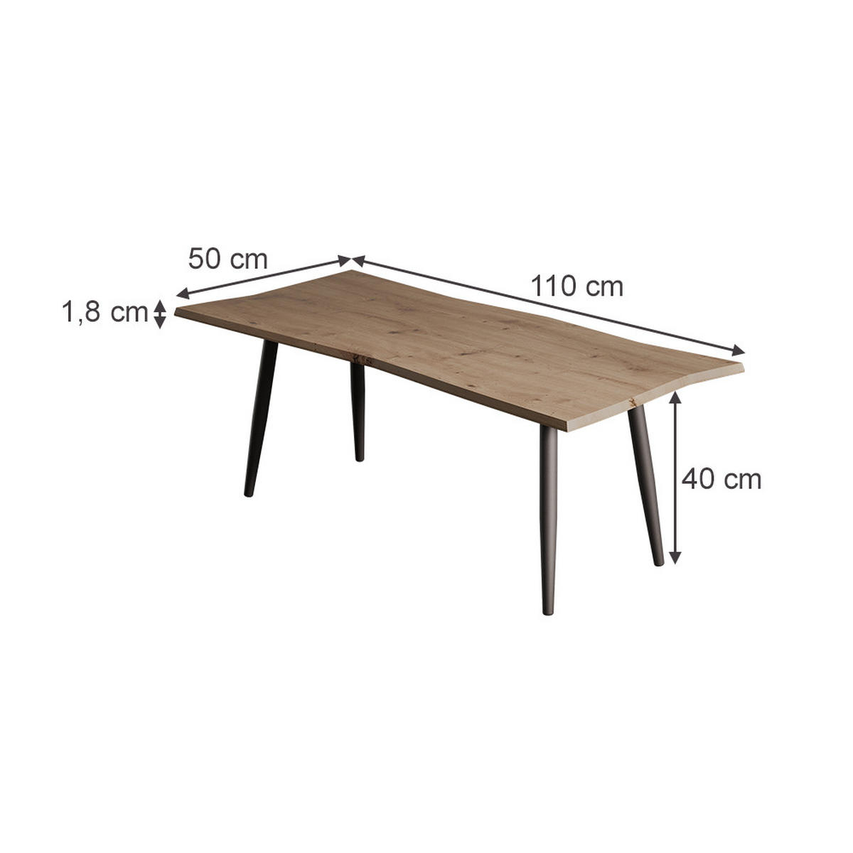 COUCHTISCH Yan Artisan 110 x 50 cm - Hellgrau, Holzwerkstoff (50/110/40cm) - Vicco