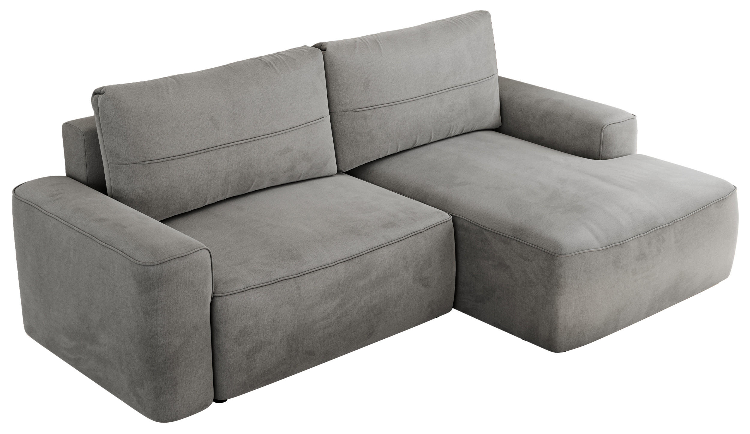 ECKSOFA BELLUNO L Hellgrau Velvet - Rechts - Hellgrau/Schwarz, Textil (233/144cm) - MKS
