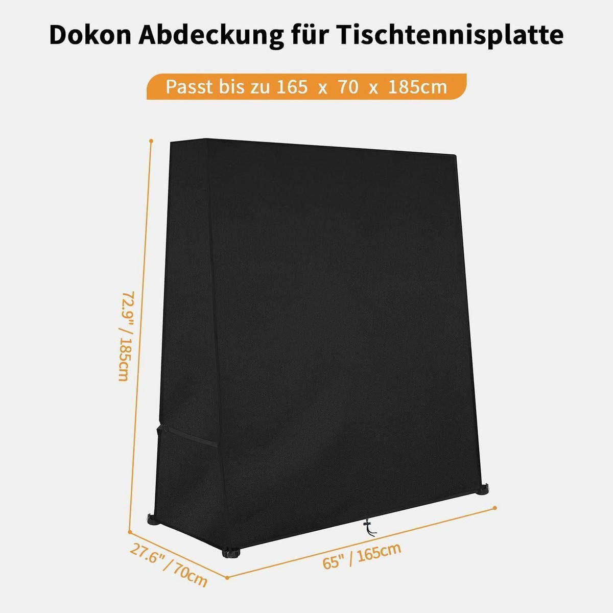 ABDECKPLANE Tischtennisplatte Schwarz 165 x 70 x 185 cm - Schwarz, Textil (25/20/8cm)