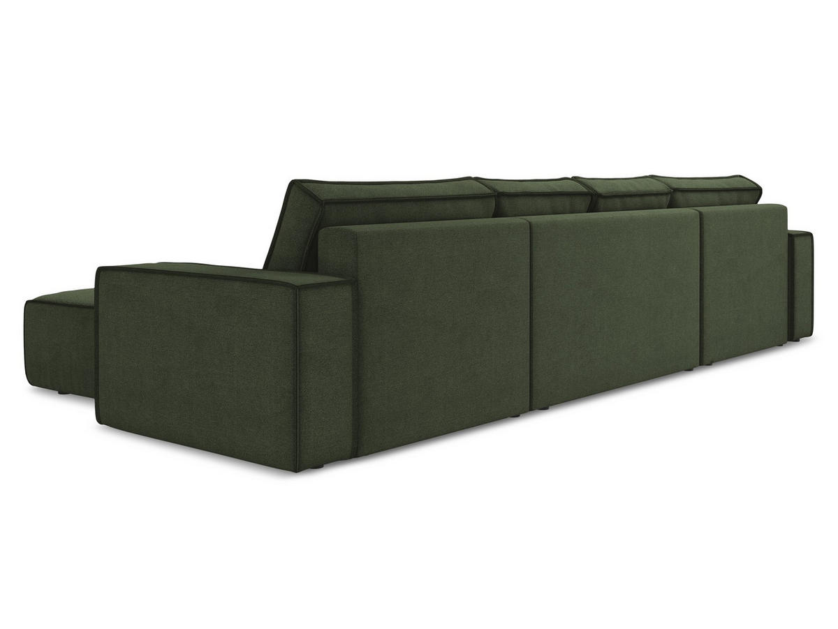 WOHNLANDSCHAFT Strukturstoff Stoff Grün - Schwarz/Olivgrün, Kunststoff/Textil (398/82/185cm) - Makamii